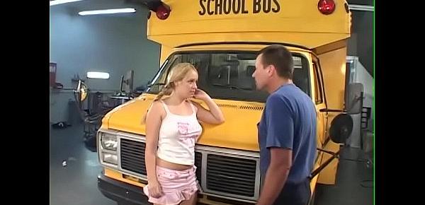  Schoolgirl smoke in bus and get a big dick to smoke
